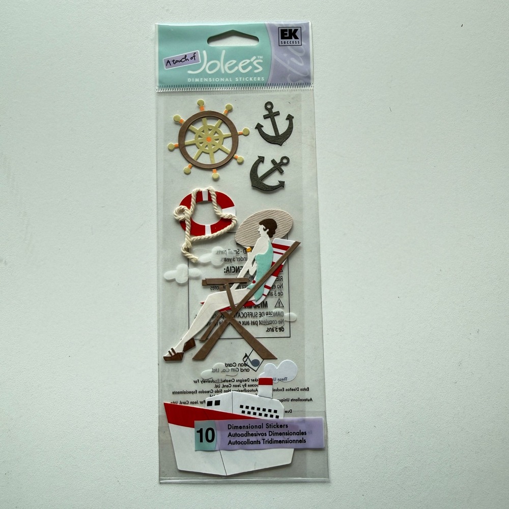 EK Success Jolees Boutique Dimensional Stickers Cruise Nautical 10pc SPJJ111 NEW